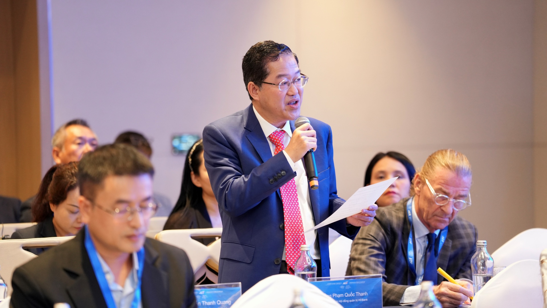 Ông Phạm Quốc Thanh đại diện Sovico và Sài Gòn Marina IFC tham dự, phát biểu tại phiên làm việc giữa Phó Thủ tướng Nguyễn Văn Thắng với các thành viên VIFC-HCMC